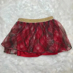 HolidayTime Skirt Red/Black/White  Plaid Sparkly Mesh Size 3T